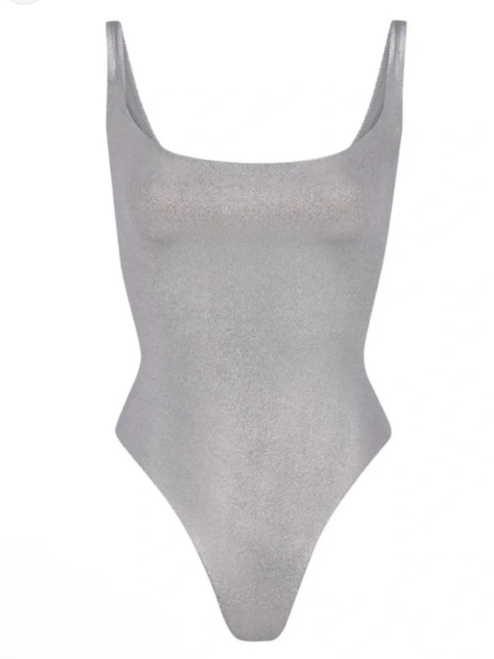 SKIMS FITS EVERYBODY SQUARE NECK BODYSUIT IN SILVER